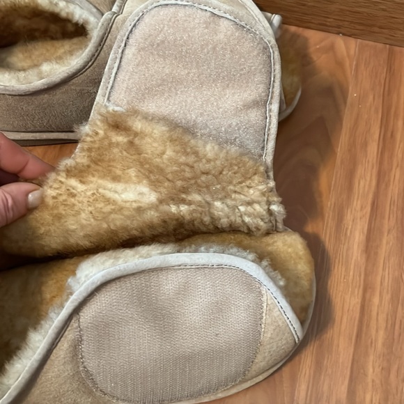 Old Friend Beige Peep Toe Strap Sheepskin Fur Slippers Size 9-10 W - Picture 3 of 8